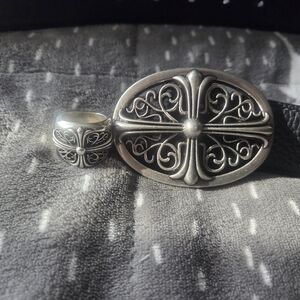 Chrome Hearts Oval Ring and Belt Set (Ring Size 9 And Belt Size 36)